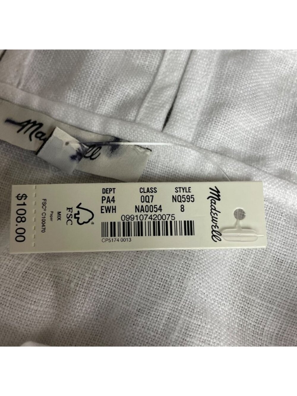 Madewell Embroidered Eyelet Square Neck Linen Tank Mini Dress White Sz 8 - Picture 11 of 11